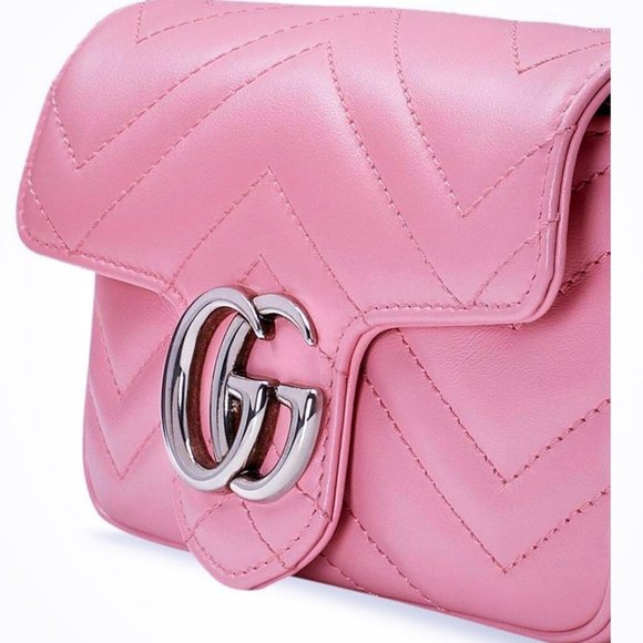 Gucci Handbags - GUCCI Calfskin Matelasse Super Mini GG Marmont in Pastel Pink